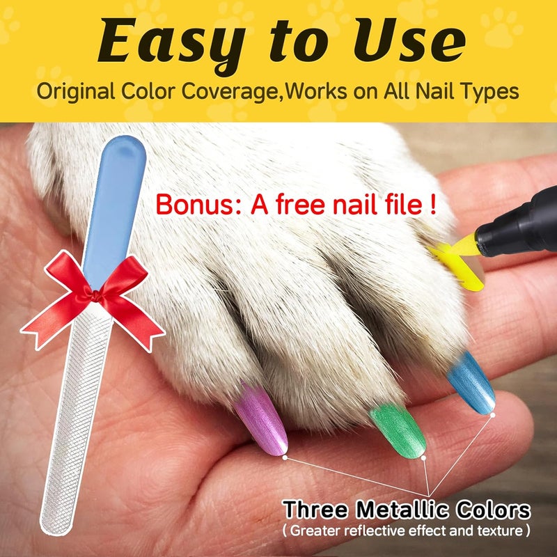 Cherocito Dog Nail Polish Pens Quick Dry,12 Colors Safe Dog Nail Polish Set to DIY Pretty Nails, Ideal Gifts for Dogs Cats Light Dark Nails, Odorless, Non-Toxic, Water-Based Pet Nail Accessories Set - Image 2